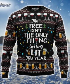beer-ugly-christmas-sweater-the-tree-isnt-the-only-thing-getting-lit-ugly-christmas-sweater-for-men-and-women