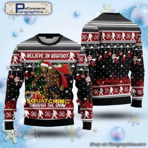 believe-in-bigfoot-squatching-through-the-snow-ugly-sweater-gift-for-christmas-2