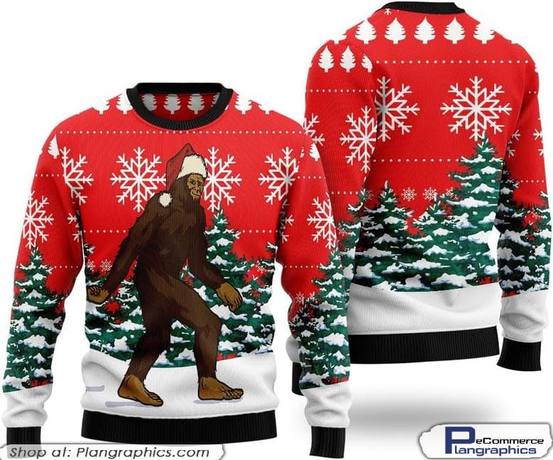 Bigfoot Unisex Christmas Sweater, Funny Xmas Pullover Sweashirt