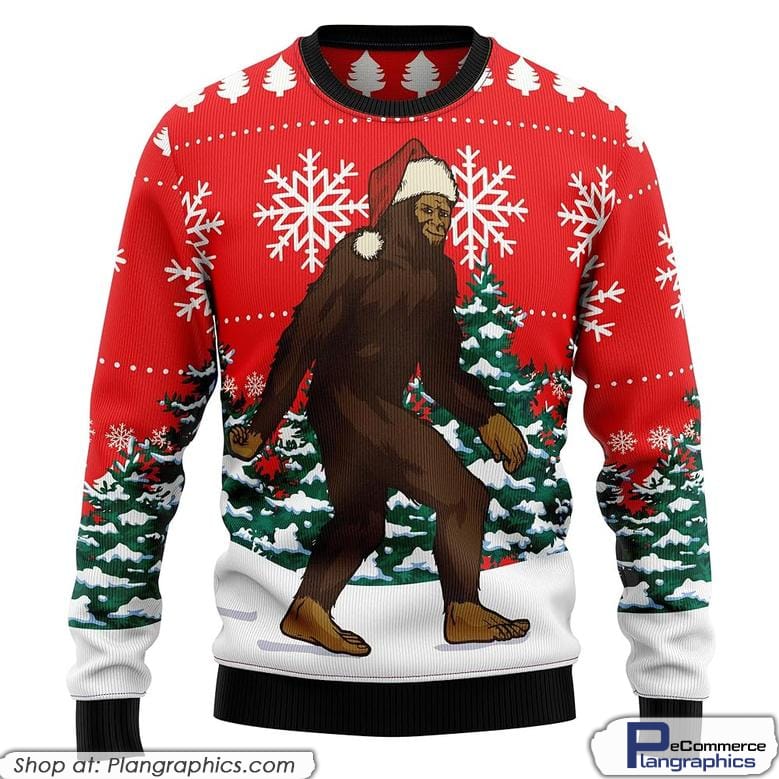 Bigfoot Unisex Christmas Sweater, Funny Xmas Pullover Sweashirt