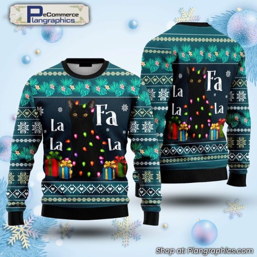 black-cat-falalala-ugly-sweater-gift-for-christmas-1