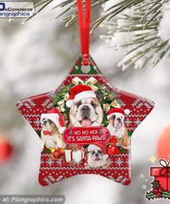 Bulldog Ho Ho Ho It's Santa,Paws Ceramic Ornament