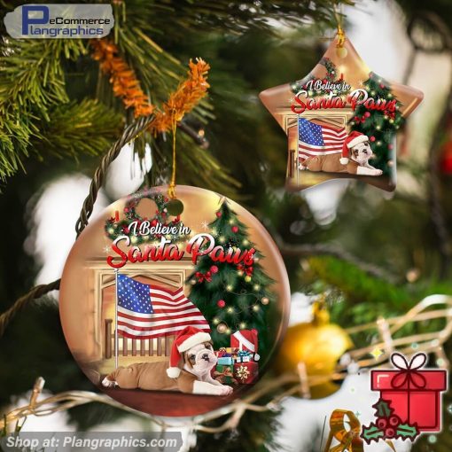 Bulldog Santa Paws Ceramic Ornament