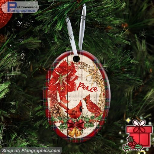 Cardinal Peace Christmas Ceramic Ornament