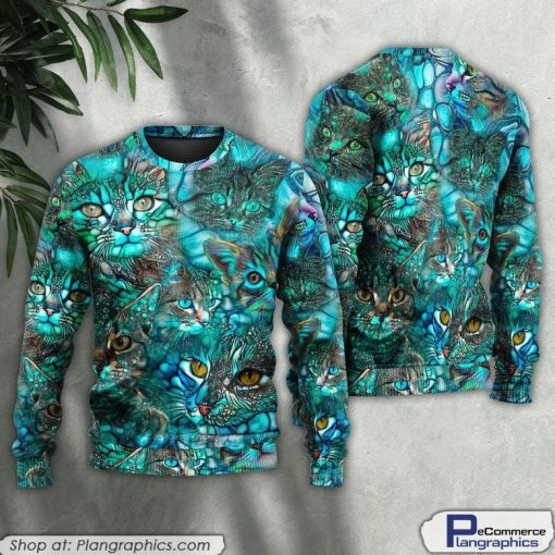 cat-blue-art-lover-cat-colorful-style-ugly-christmas-sweaters-1