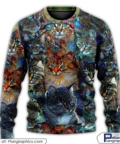 cat-glass-art-colorful-cat-lover-ugly-christmas-sweaters-2