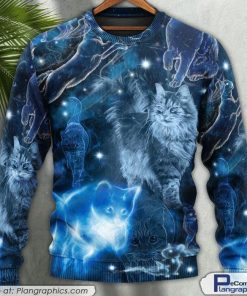cat-love-blue-neon-stunning-ugly-christmas-sweaters-1