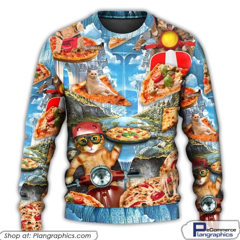 Cat Pizza Cat Funny Style Ugly Christmas Sweaters