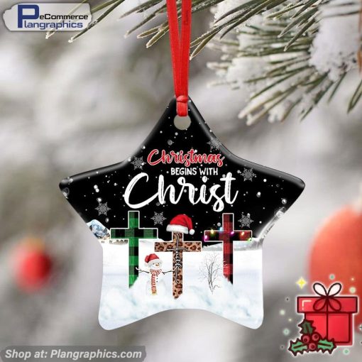 Christmas Begins With Christ, Christian Ceramic Ornament