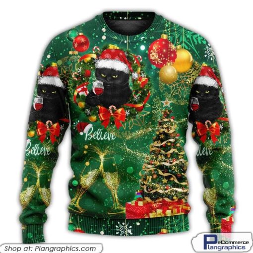 christmas-black-cat-drinking-happy-christmas-tree-green-light-ugly-sweaters-2