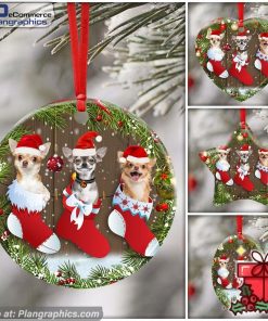 Christmas Chihuahua Ceramic Ornament