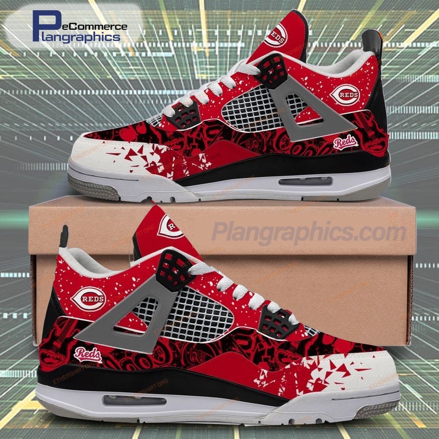 Cincinnati Reds Logo Design Air Jordan 4 Sneakers