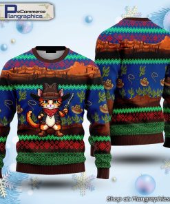 cool-cat-cowboy-ugly-christmas-sweater-2