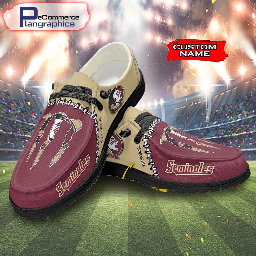 Custom Florida State Seminoles Football Team And Monster Paws Hey Dude Shoes