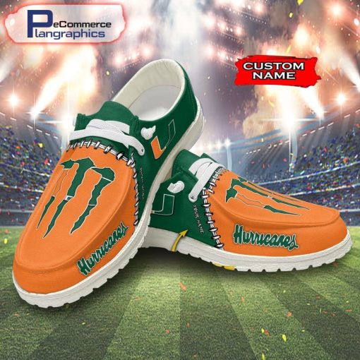 custom-miami-hurricanes-football-team-and-monster-paws-hey-dude-shoes-1