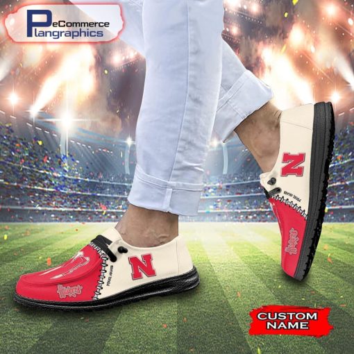 custom-nebraska-cornhuskers-football-team-and-monster-paws-hey-dude-shoes-3