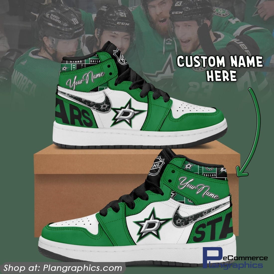 Dallas Stars NHL Shoes Air Jodan 1 Limited Custom Name