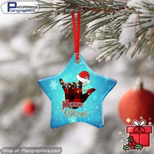 Deaf Merry Christmas, Sign Language Ceramic Ornament