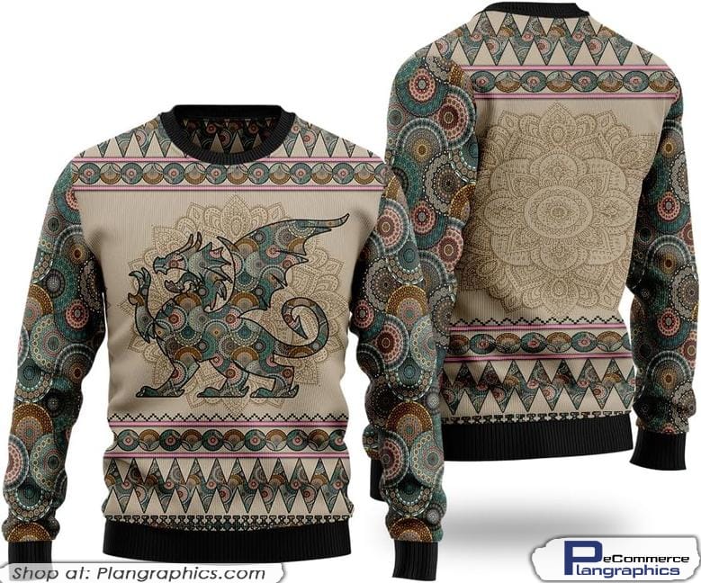 Dragon Unisex Christmas Sweater, Funny Xmas Pullover Sweashirt