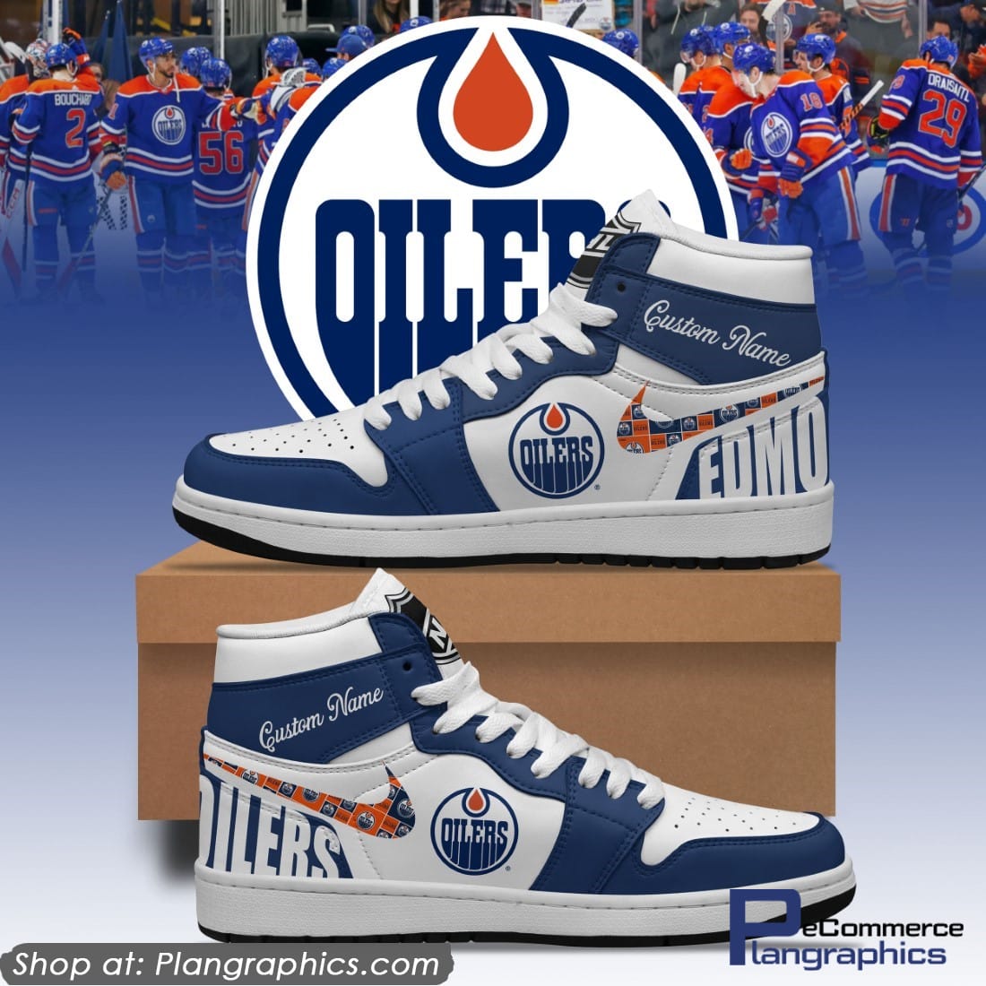 Edmonton Oilers NHL Air Jordan 1 Shoes Custom Name