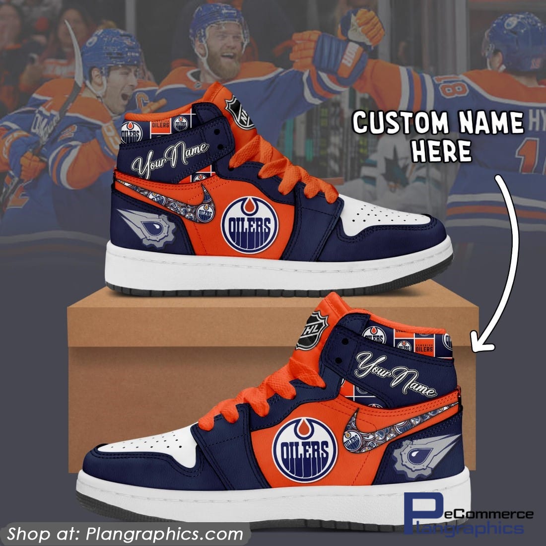 Edmonton Oilers NHL Shoes Air Jodan 1 Custom Name