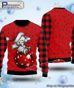 elephant-cute-red-pattern-ugly-christmas-sweater-1