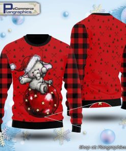 elephant-cute-red-pattern-ugly-christmas-sweater-2