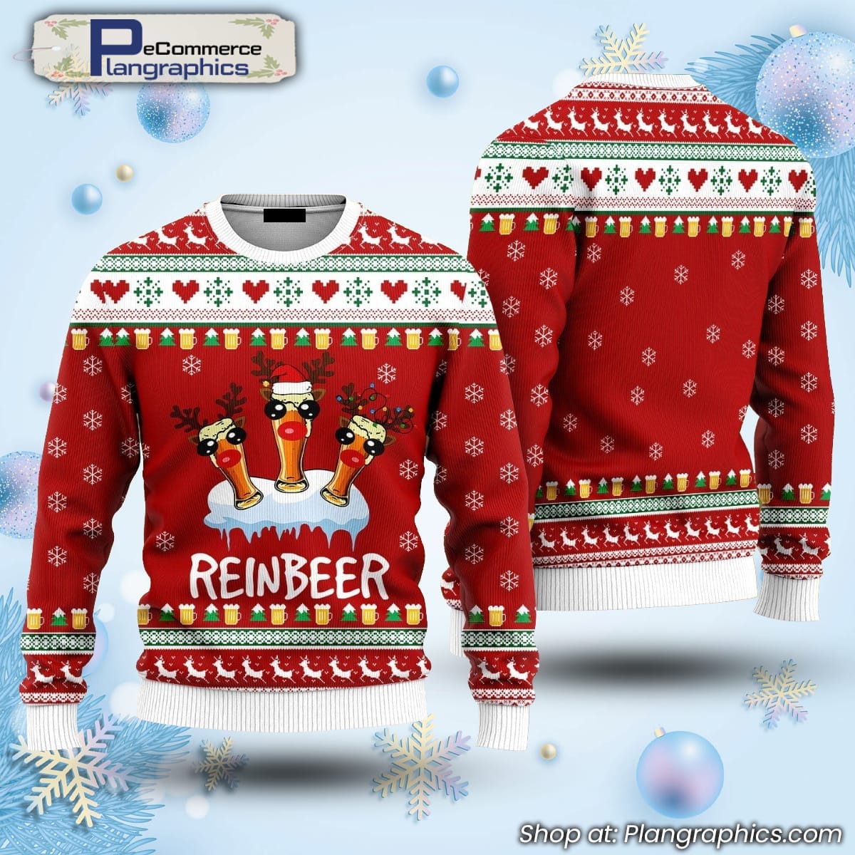 Funny Reindeer Reinbeer Christmas Ugly Christmas Sweater