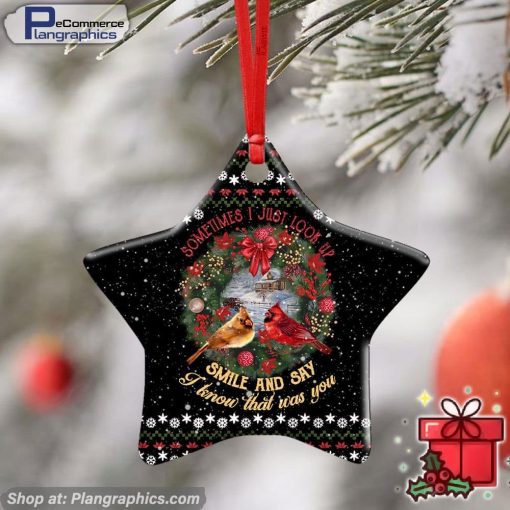 I Know That Was You Red Birds Ceramic Ornament