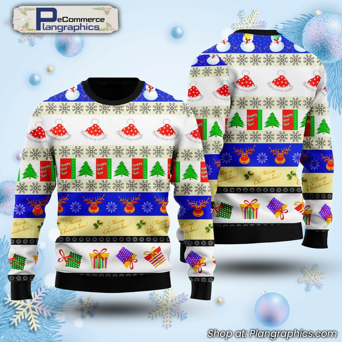 Merry Christmas And Happy New Year Ugly Christmas Sweater