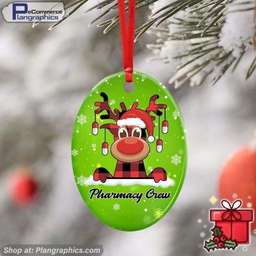 Pharmacy Crew, Reindeer Pharmacist Christmas Ceramic Ornament