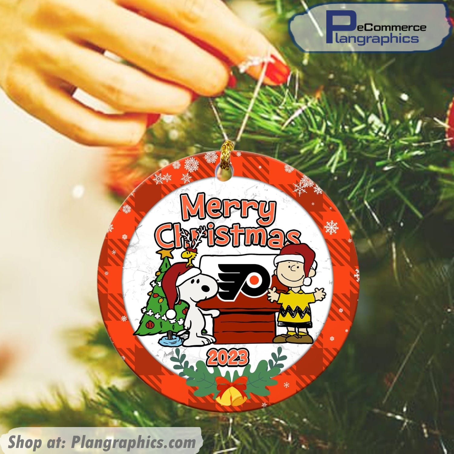Philadelphia Flyers Snoopy Christmas Ceramic Ornament