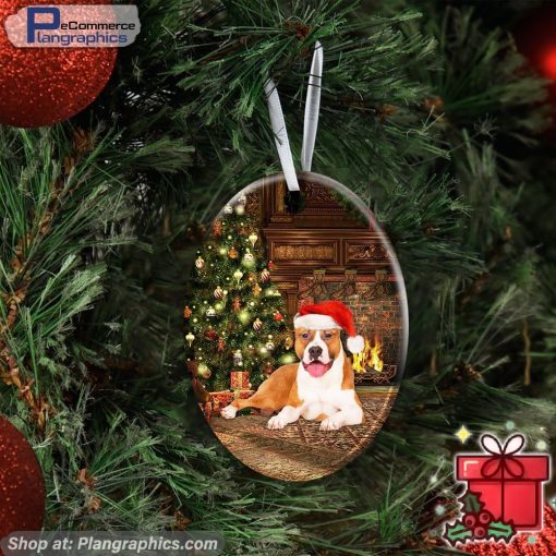 Pitbull Christmas Ceramic Ornament