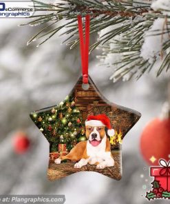 Pitbull Christmas Ceramic Ornament