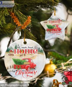 Red Truck All Roads Lead Home For Christmas Ceramic Ornament