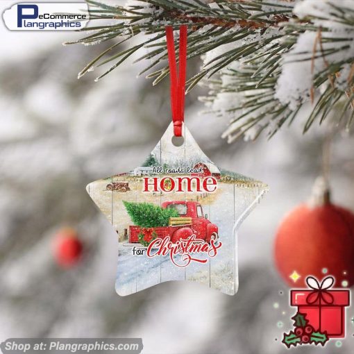 Red Truck All Roads Lead Home For Christmas Ceramic Ornament