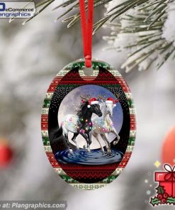 Running Horses Christmas Ceramic Ornament