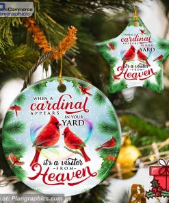 When A Cardinal Appears In Your Yard, It's a Visitor From Heaven Ceramic Ornament