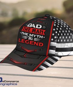 DAD-Baseball-Dad-US-Myth-Legend-Red-Flag-Design-Classic-Men-Women-Classic-Cap-3D-1