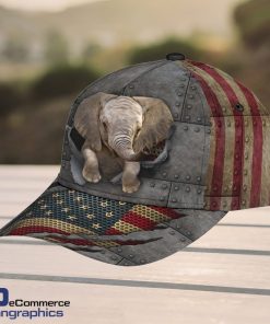 Elephant-Baseball-Elephant-American-Flag-Unisex-Classic-Cap-3D-1