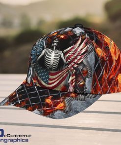 Skeleton-Baseball-Skeleton-Fire-American-Wing-Design-Classic-Men-Women-Classic-Cap-3D-1