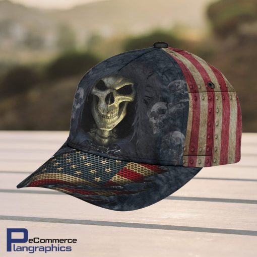 Skull-Baseball-Skull-American-Design-Classic-Men-Women-Classic-Cap-3D