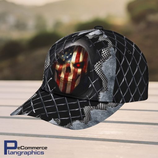Skull-Baseball-Skull-American-Flag-Face-Design-Classic-Men-Women-Classic-Cap-3D