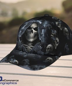 Skull-Baseball-Skull-Bat-Night-Design-Classic-Men-Women-Classic-Cap-3D