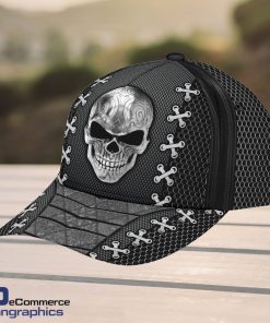 Skull-Baseball-Skull-Black-Carbon-Design-Classic-Men-Women-Classic-Cap-3D