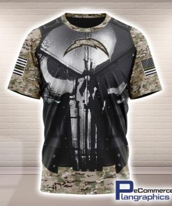 nfl-los-angeles-chargers-punisher-skull-camouflage-background-printed-t-shirt