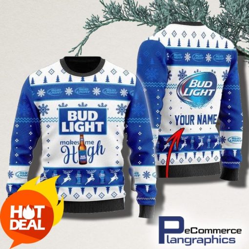 personalized-bud-light-makes-me-high-christmas-ugly-sweater-3d