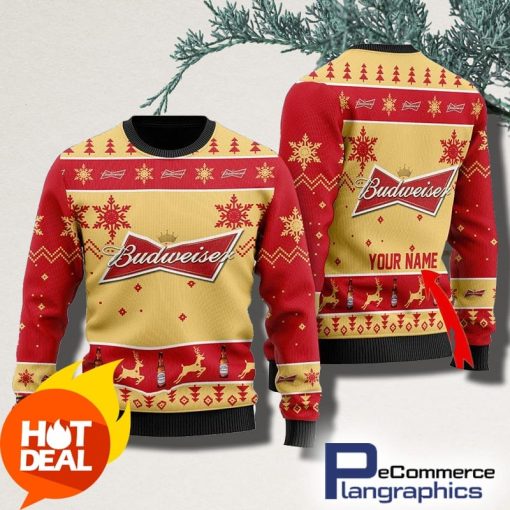 personalized-budweiser-beer-christmas-christmas-ugly-sweater-3d