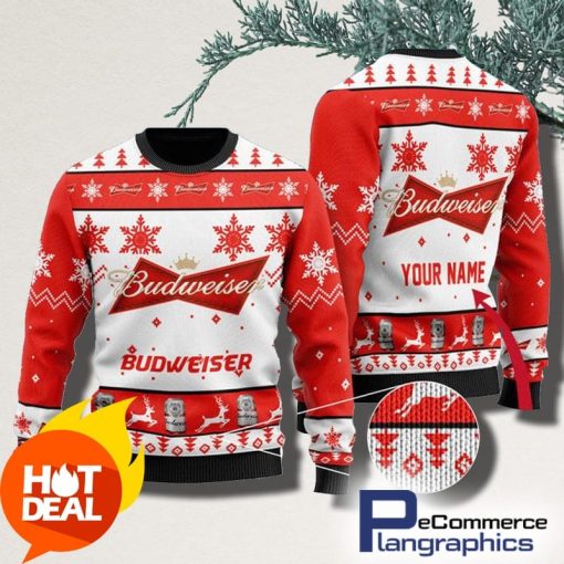 personalized-budweiser-beer-christmas-ugly-sweater-3d