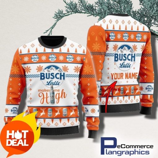 personalized-busch-latte-makes-me-high-christmas-ugly-sweater-3d